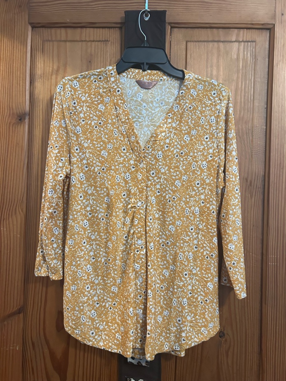 Amiana Mustard Floral V-Neck Tunic Top